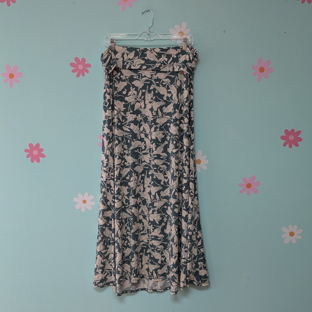 SzXL Lularoe Teal Bird Finch Maxi Skirt