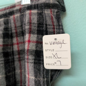 SzXL Vintage Grey/Red Plaid School Girl Skirt