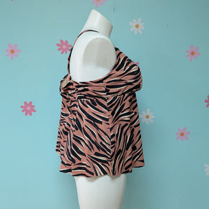 Sz2X Evri Pink Zebra Stripe Tankini Top