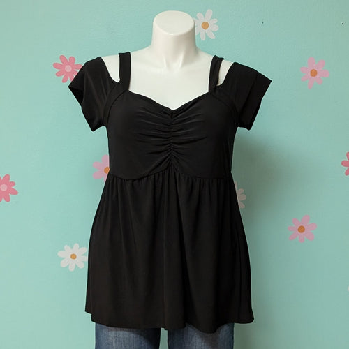 Sz2X Torrid Black Cold Shoulder Babydoll Top