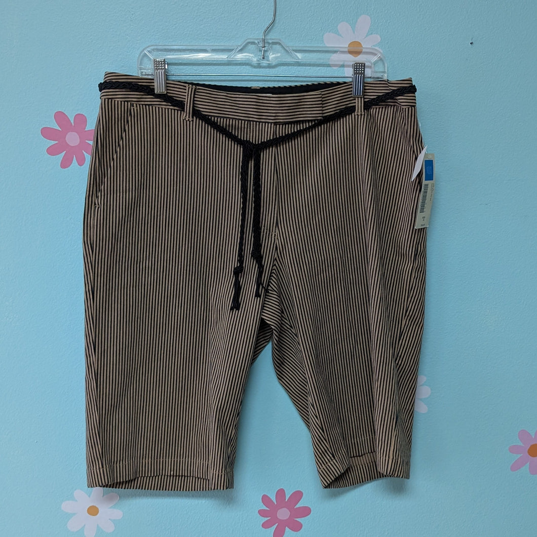 Sz16 Covington Tan Engineer Stripe Bermuda Shorts NWT