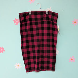 Sz2X Torrid Pink Plaid Stretchy Pencil Skirt NWT